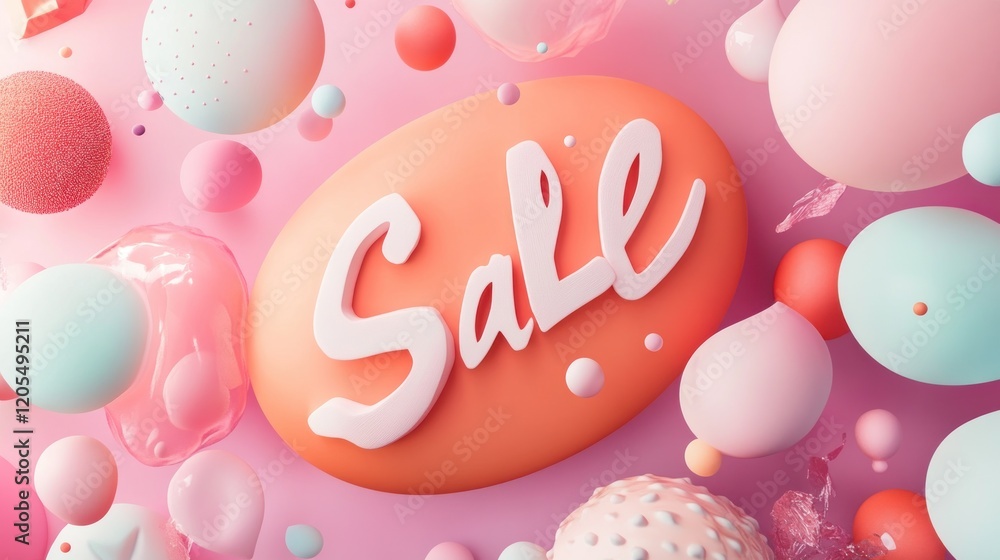 Poster elegant sale design featuring pastel tones soft gradients and 3d sphere elements creating a visually