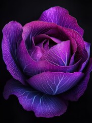 Obraz premium Captivating display of a cute cabbage with a vibrant plastic texture illuminated by studio lighting, showcasing rich purples and intricate leaf patterns