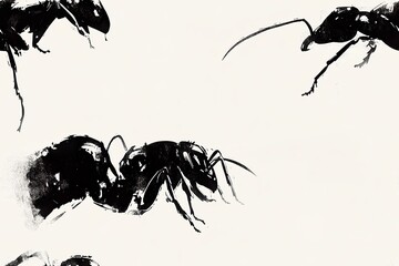 Abstract Black Ant Ink Art Illustrations