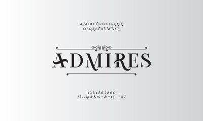 Obraz premium Classic typography serif font. Uppercase, lowercase, ligatures, ampersand, alternate, and number. Vector illustration word. Lettering Minimal Fashion Designs Romance Elegant.