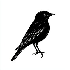 Obraz premium Minimal black bird icon design suitable for various graphic projects and applications displaying elegant simplicity and modern aesthetics for creatives
