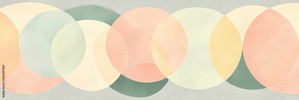 Poster abstract overlapping pastel circles in minimalistic geometric design