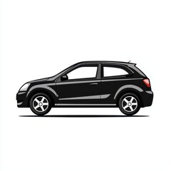 Obraz premium Sleek black car icon illustration vector showcasing a modern design on a minimalist white background perfect for automotive branding and graphic projects