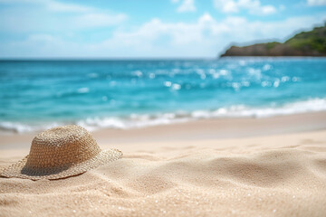 Beautiful summer background with a sandy beach and blue sea
