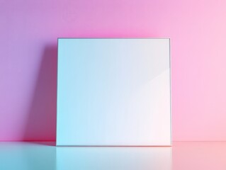 Naklejka premium A blank square frame against a gradient pink and blue background.