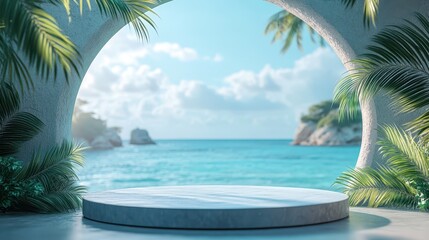 Experience a surreal escape with vibrant blue hues and soft textures creating a tranquil ambiance for a relaxing vacation by the beach