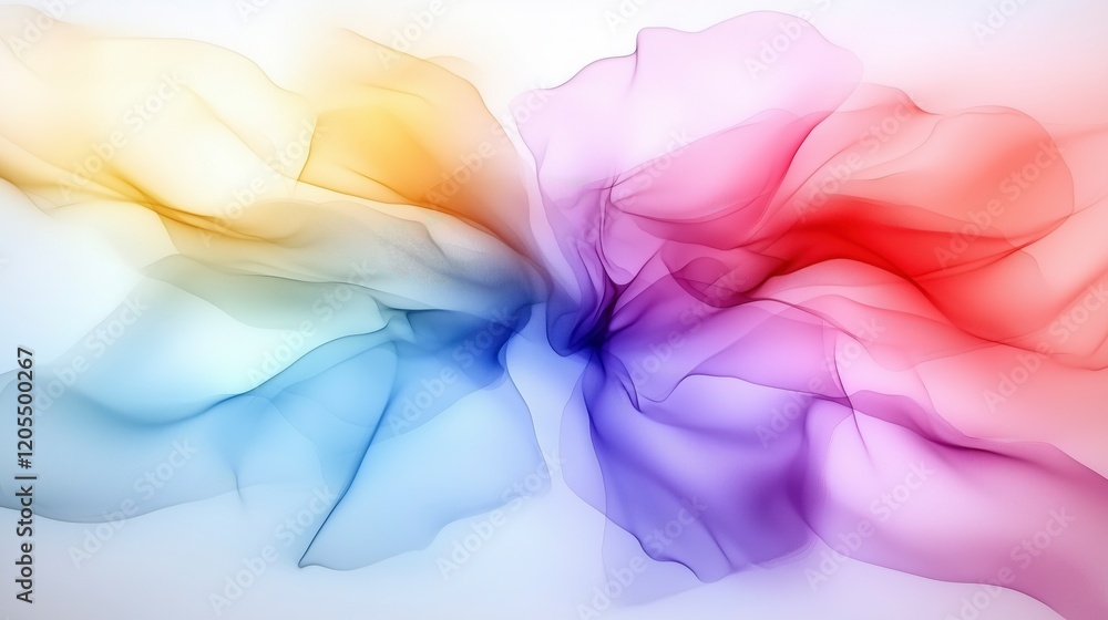 Poster a colorful, flowing piece of fabric with a rainbow pattern. the colors are bright and vibrant, creat