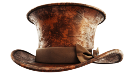 Brown vintage gentleman hat on transparent background