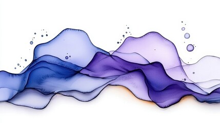 Obraz premium Abstract Watercolor Waves in Shades of Blue and Purple on White Background