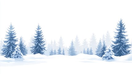 Fototapeta premium Snowy Winter Forest Scene With Pine Trees