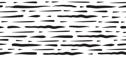 Horizontal speed line pattern. Seamless background. Black vector elements on white background