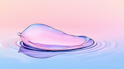 Fototapeta premium Soft and Elegant Water Droplet with Subtle Pastel Colors in Smooth Rippling Surface