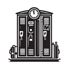 School locker vector icon logo white background
