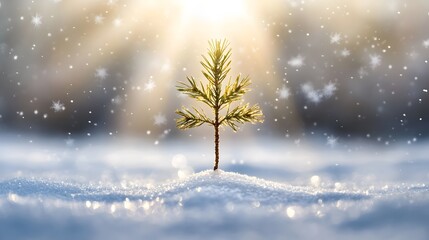 Sapling Snow Winter Forest Sunrise Hopeful