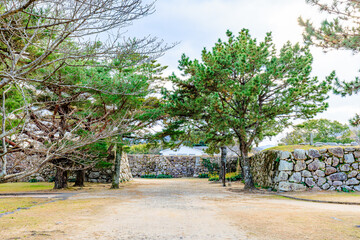 冬の萩城跡　山口県萩市　Hagi castle ruins in winter. Yamaguchi Pref, Hagi City.