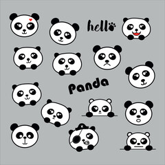 Obraz premium Cute Kawaii Panda Pack Design