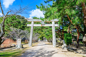 冬の萩城跡　志都岐山神社　山口県萩市　Hagi castle ruins in winter. Shizukiyama Shrine. Yamaguchi Pref, Hagi City.