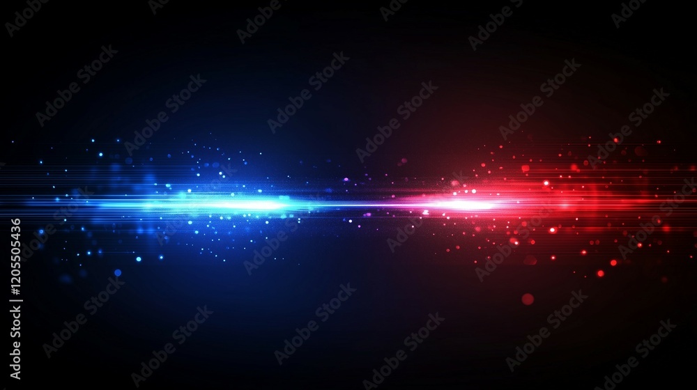 Poster abstract background with blue and red rays of light, speed lines in the center. high-resolution, vec
