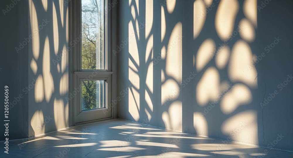 Poster intricate shadow patterns created by sunlight through window