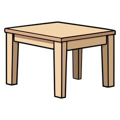 wooden table furniture indoor flat color vector illustration template design