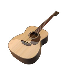 Acoustic Guitar Design with Sleek 3D Render and Modern Aesthetic Isolated on Transparent Background