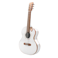 Obraz premium White Acoustic-Electric Electric Guitar 3D Render with Sleek Design and Metallic Finish Isolated on Transparent Background
