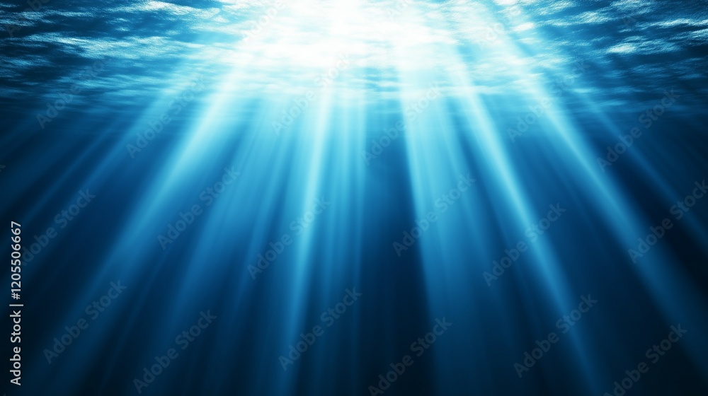 Poster abstract blue and white background with blurred wavy lines and rays of light, creating an elegant pr