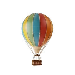 Vibrant Hot Air Balloon 3D Render with Geometric Design and Colorful Patterns Isolated on Transparent Background