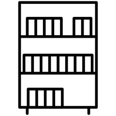 Bookcase Line Icon Style