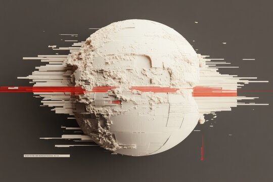 Fragmented Globe With Digital Distortions Illustrates the Impact of the Digital Divide in a Modern Society