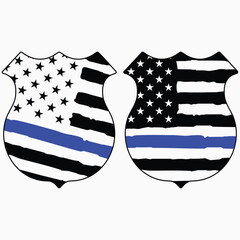 Police Badge Blue Line Flag SVG , American Flag 