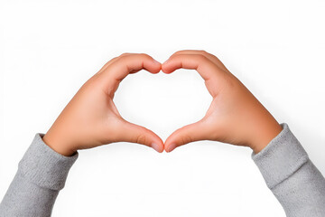 Obraz premium Hands forming a heart shape sign isolated on white background