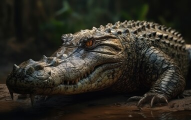 Obraz premium Close-up of a Crocodile's Face