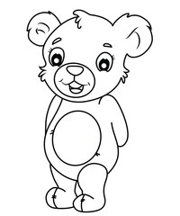 Cute cartoon hand drawn vector teddy bear coloring page.