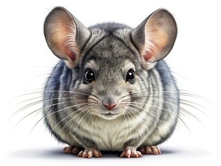 Adorable Chinchilla Isolated on Transparent Background - Fluffy Pet Rodent Stock Photo
