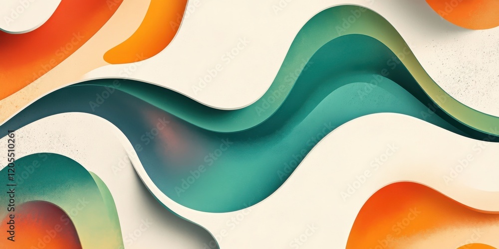 Aufkleber abstract wave pattern with vibrant green and orange gradient flow