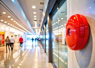 Fire Alarm System in Modern Shopping Mall - Safety Signage