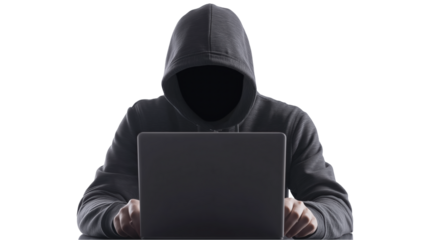 Mysterious Hacker Working on Laptop in Dark Digital Security Concept Cybersecurity Anonymous Person Internet Crime