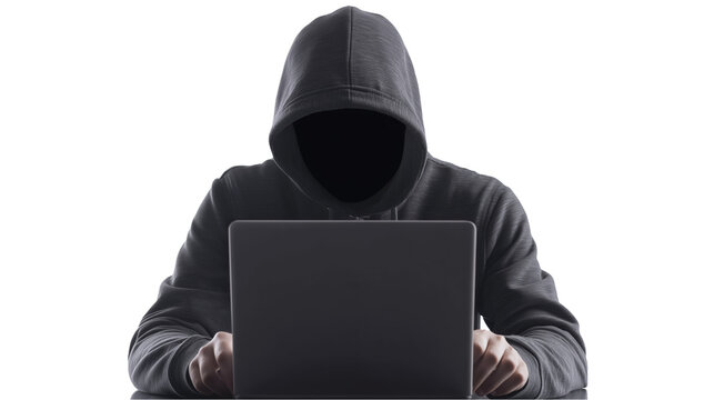 Mysterious Hacker Working on Laptop in Dark Digital Security Concept Cybersecurity Anonymous Person Internet Crime