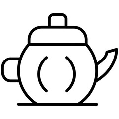 Tea Pot Line Icon Style