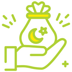  Infaq Icon, Filled Line style icon vector illustration, Suitable for website, mobile app, print, presentation, infographic and any other project.