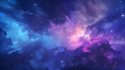 A vibrant space galaxy cloud nebula, set in a starry night cosmos with a supernova explosion as a dynamic wallpaper.