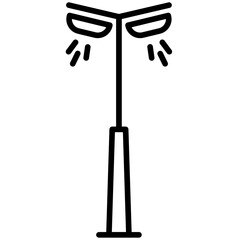 Street Light Line Icon Style
