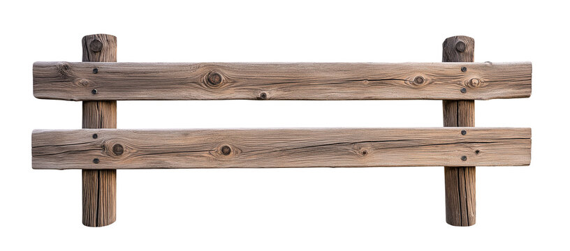 wooden fence, farm yard garden weathered wood fence, isolated on transparent background, cutout png - Powered by Adobe