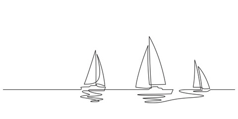 sailboats continuous line drawing minimalism copy space © gthd