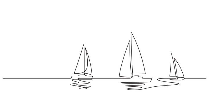 sailboats continuous line drawing minimalism copy space