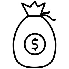 Money Bag Line Icon Style