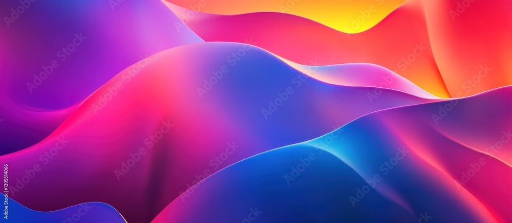 Poster abstract multicolored waves creating dynamic fluid curves and vibrant gradient colors