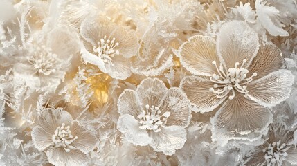 White paper flowers, close-up, textured background, wedding decor