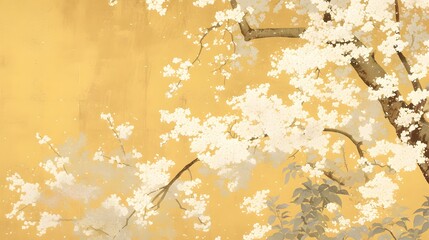 A vintage-style Japanese painting of cherry blossoms, capturing nature's fleeting beauty